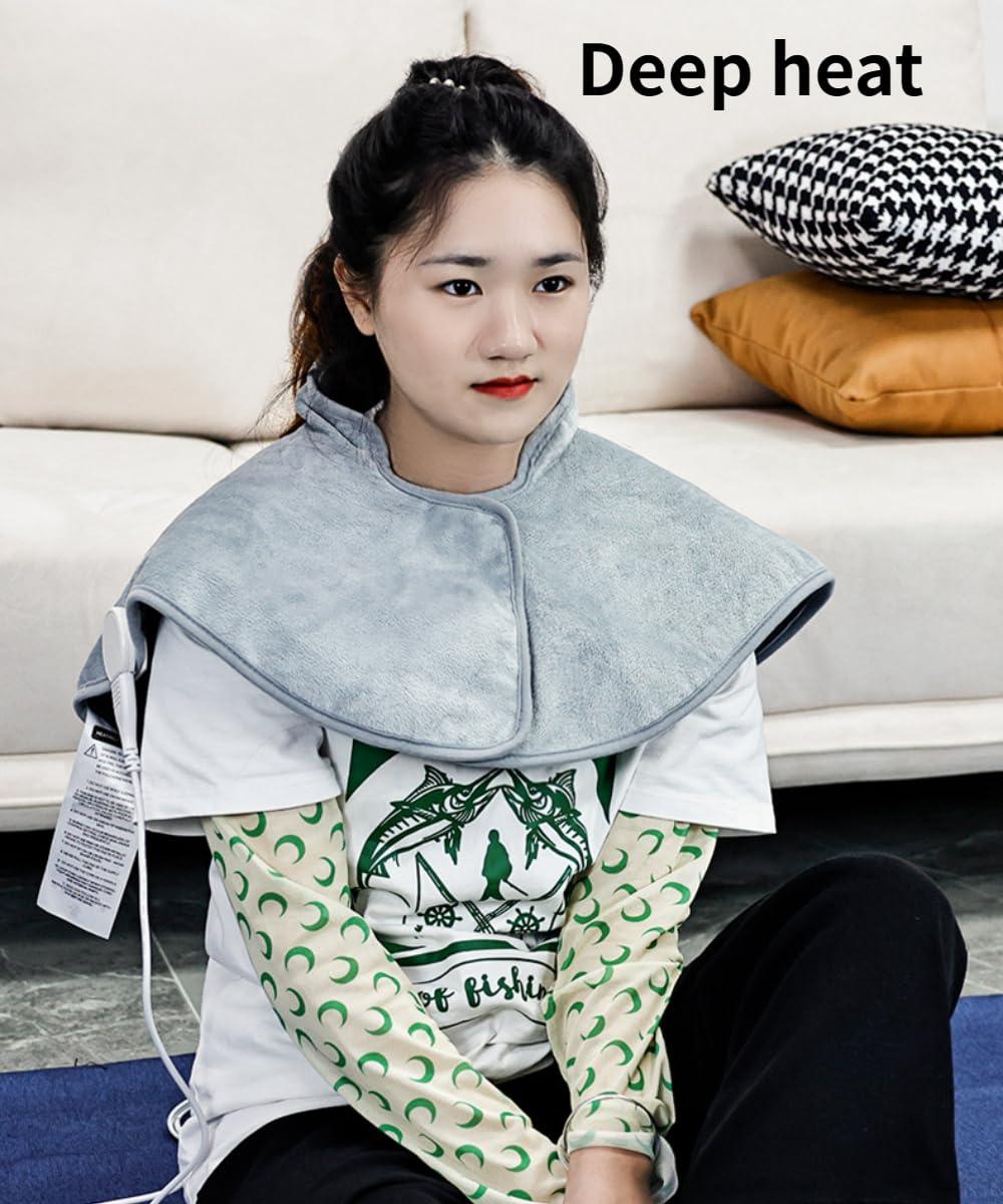 BeyondNice Heating Pad for Neck and Shoulders Weighted Neck Heating Pad for Pain Relief 6 Heat Settings 4 Timers Auto Off Gifts for Women Men Mom Dad