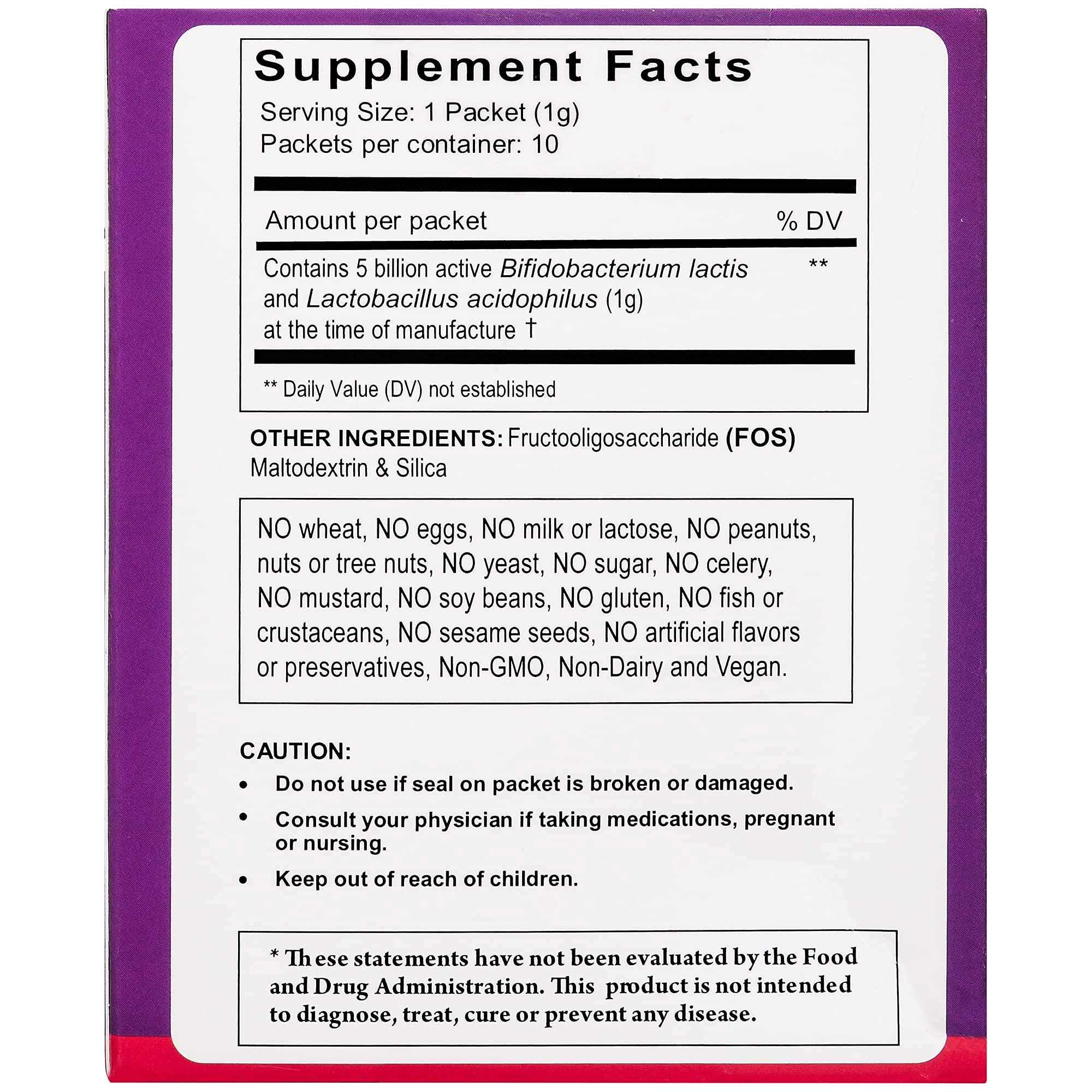 FloraTummys FloraTummys Probiotic Sprinkles Kids 10ct: Taste-Free, Easy-to-Use Probiotic Powder Packets, Non-Dairy, Gluten & Sugar-Free. Non-GMO, Travel Size