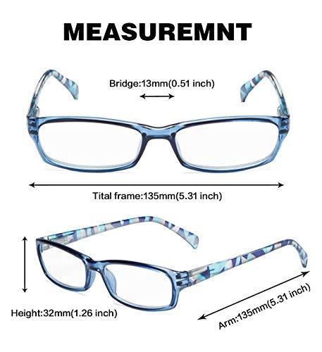 GUD GUD Reading Glasses For Women - 5 pairs Rectangular Ladies Eyeglasses Readers Red +0.75