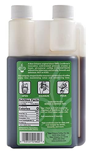 Cool Brew CoolBrew Decaf 6 Pack - 16 DRINKS PER BOTTLE - Fresh Cold Brew Liquid Concentrate - For Iced or Hot Coffee, Unsweetened, No Preservatives