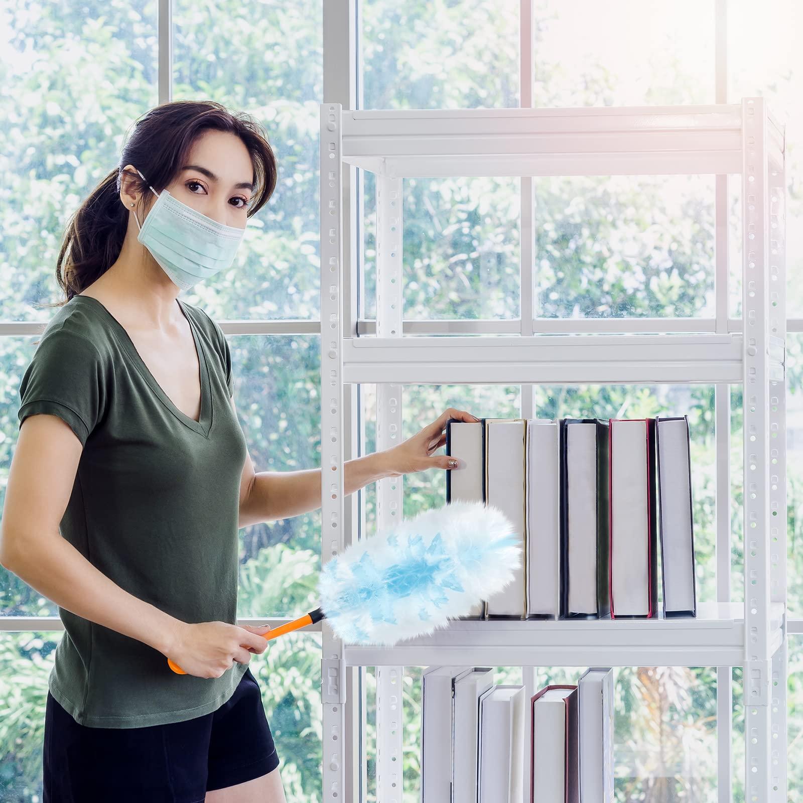 Vesici Vesici 150 Pcs Duster Refills Compatible with Swiffer Dusters Bulk Disposable Replacement Thickened with 1 Handle Heavy Duty for Cleaning, Office (Blue)