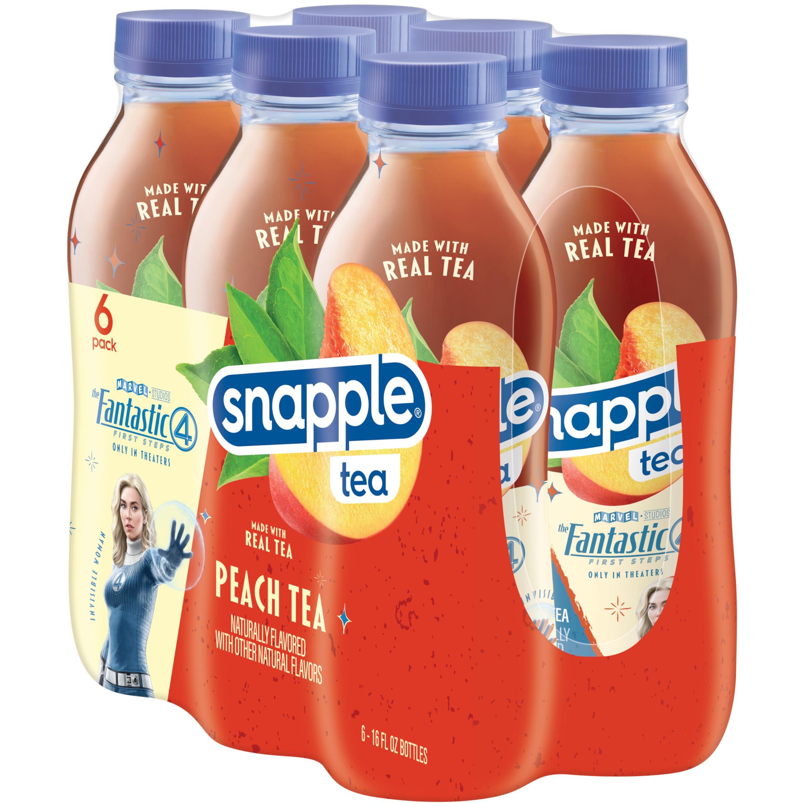 Snapple Snapple Peach Tea, 16 fl oz recycled plastic bottle, 6 pack