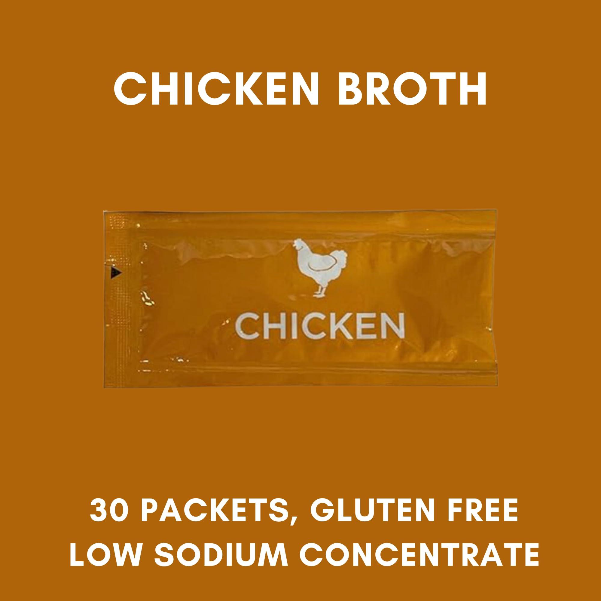 Foxtail Collective Savory Choice Chicken Broth Concentrate Reduced Sodium Packets (30 packs) Bundled with Chicken Stock Concentrate Packets Caddy and 9 Recipes by Foxtail Collective, Convenient, Gluten-Free, Dairy-Free