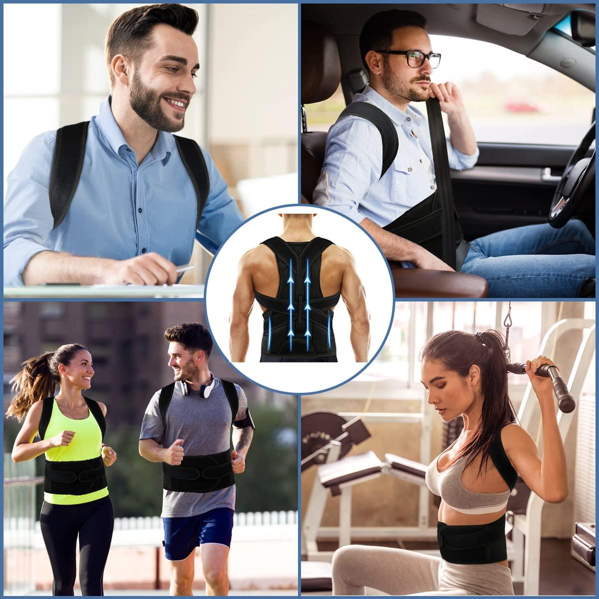 KLEUET Back Brace Posture Corrector for Women and Men - Relief for Waist, Back and Shoulder Pain - Adjustable and Breathable Posture Back Brace - Improve Back Posture and Provide Lumbar Support S(24"-29")