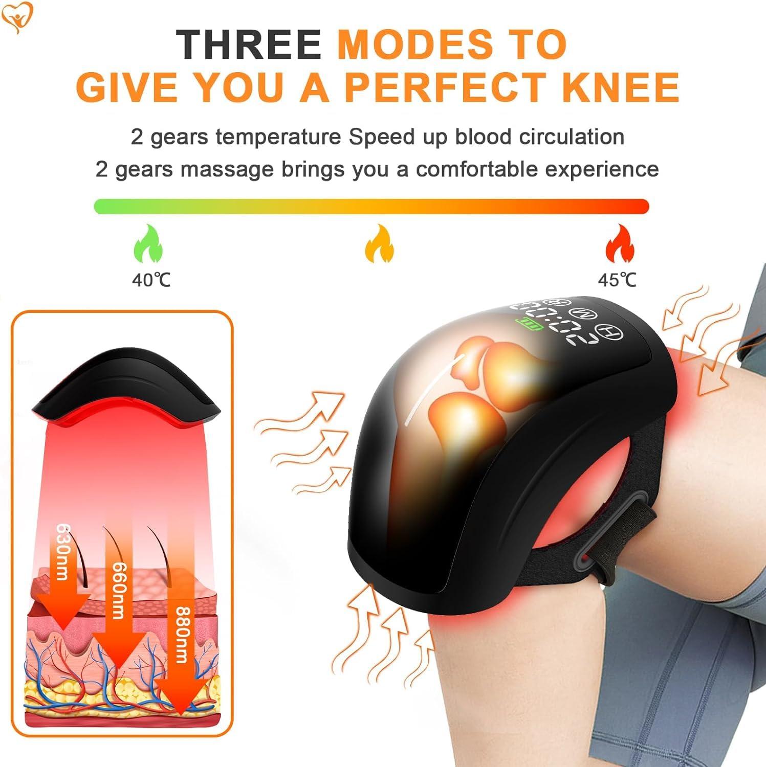 HaSoCare Knee Massager,Red Infrared Heat and Vibration Knee Pain Relief Device,Reduce Knee Joint Pain, Swelling, Stiffness and Other Joint Massager