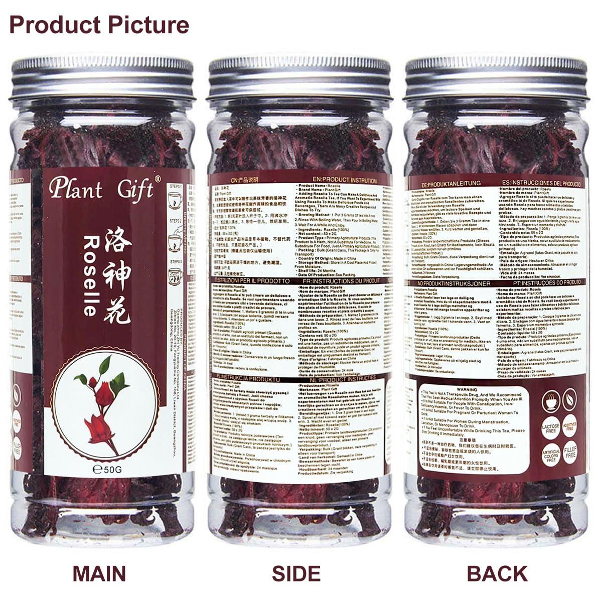 Plant Gift Plant Gift Roselle Hibiscus, Hibiscus Tea, Hibiscus Flowers Roselle Tea, 100% Natural Roselle Whole Flowers - Non-GMO - Caffeine-free - 50G/1.76oz