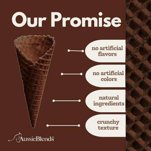 AussieBlends AussieBlends Waffle Ice Cream Cones Bulk For Soft Serve, Gelato, and Scooped Ice Cream, Waffle Cones Bulk, Belgian Chocolate Cone Flavor, 312 Count (Belgian Chocolate, Regular Size)