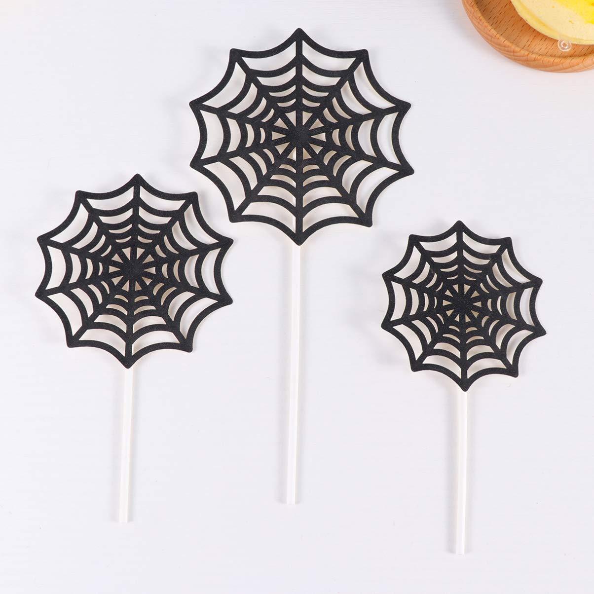 Hemoton Hemoton 12pcs Spider Web Cake Toppers,Paper Cupcake Toppers,Spider Web Cake Decorations,Spider Cake Topper Decoration,Halloween Spider Party Supplies or Wedding Festival Kids Birthday Spider Party