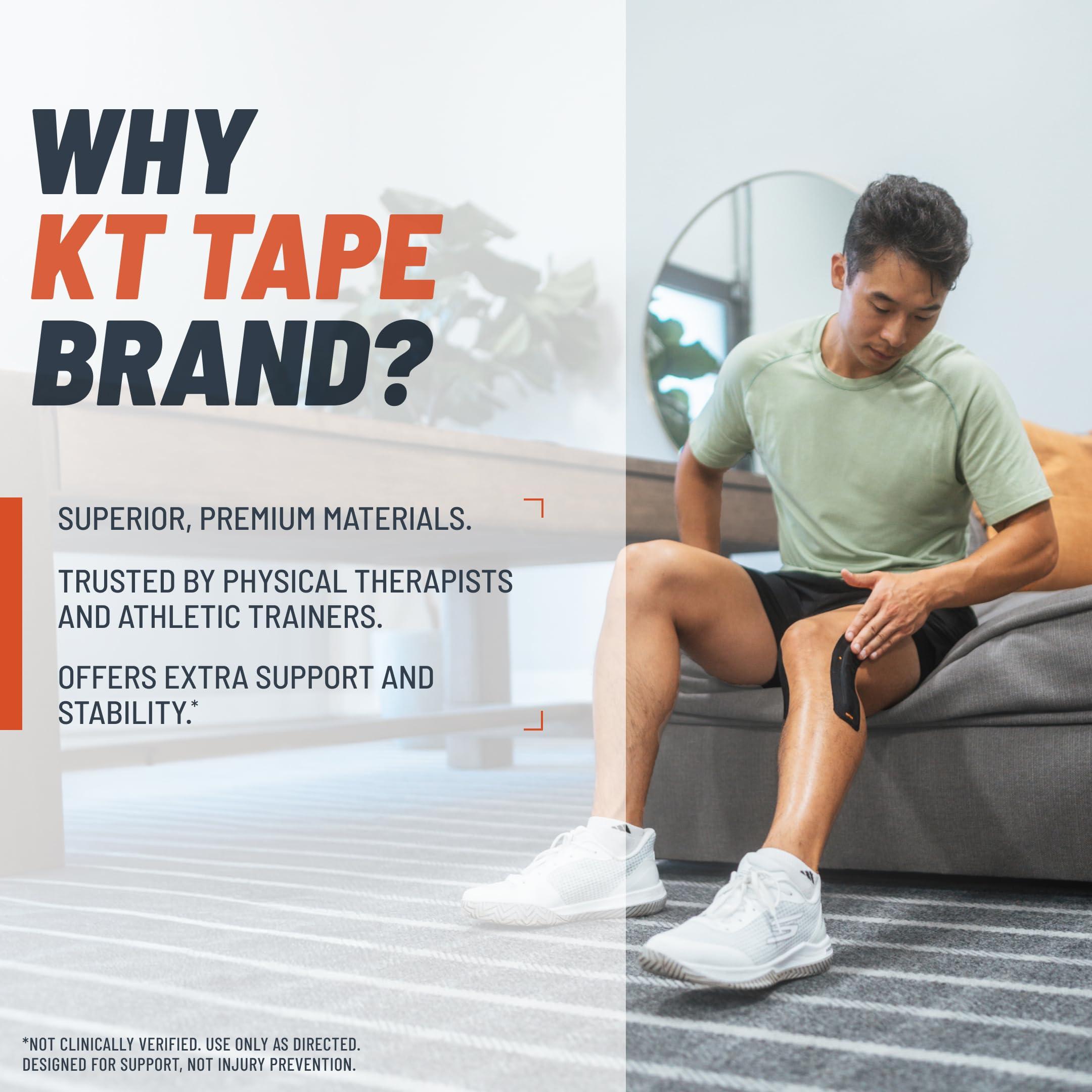 KT Tape KT Tape, KT Flex Reinforced Adhesive Strips for Knees 8 Pack, 10 in. Precut Strips in Black Effective Support for Weak or Injured Knees, Easy 2-Strip Application, Breathable, and Comfortable for Up to 3 Days