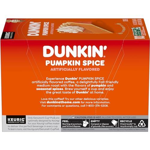 Dunkin' Dunkin Pumpkin Spice Coffee, Limited Edition Fall Coffee, K Cup Pods , 10 Count Boxes (Pack of 6)