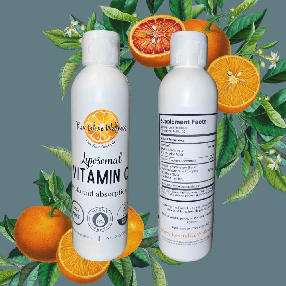Revitalize Wellness Revitalize Wellness Liposomal Vitamin C | 1,000 mg Vitamin C | Profound Absorption, Pure, Corn Free, & GMO-Free | 30 Servings