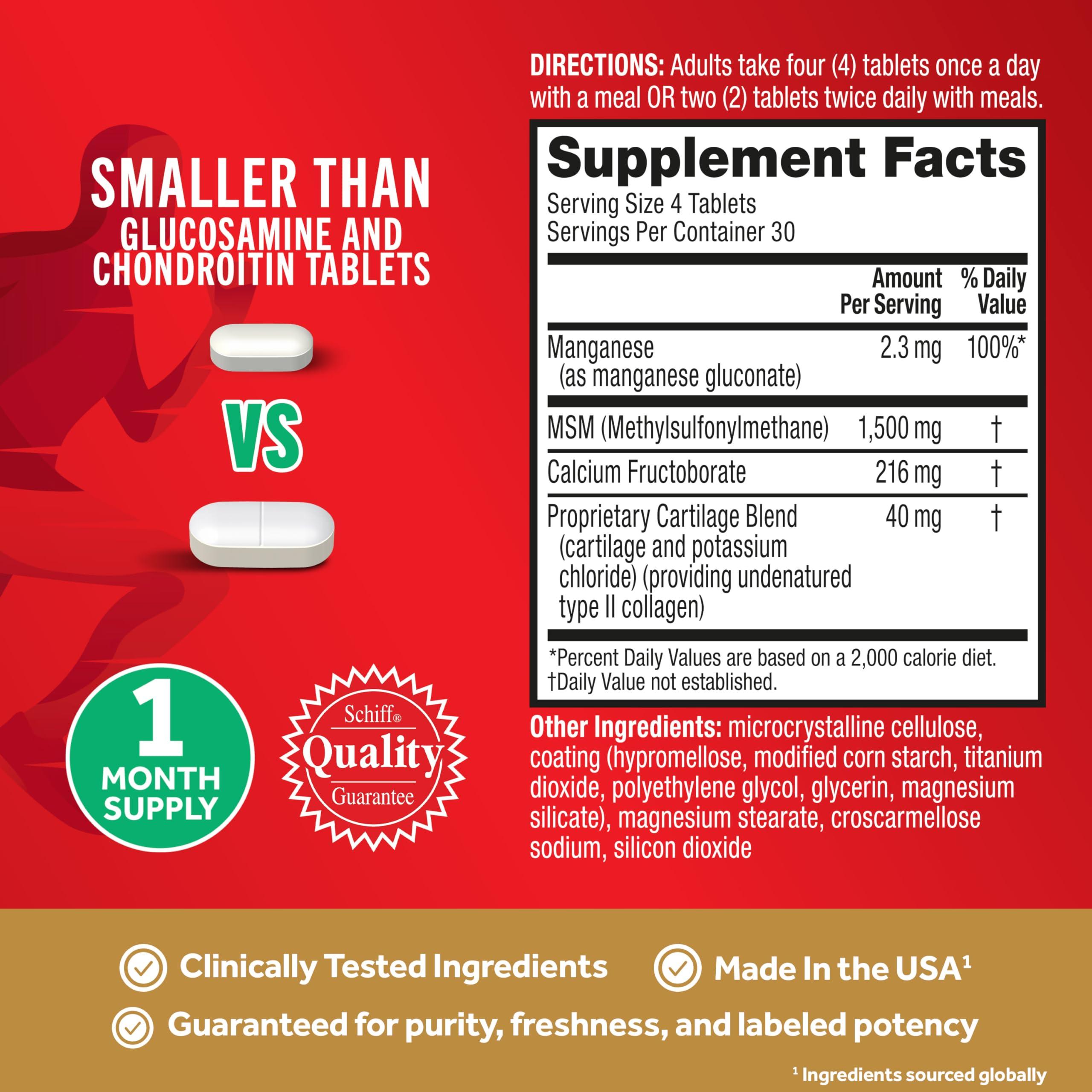 Move Free Move Free Ultra Pro with Quadruple Action Joint Support - Type 2 Collagen MSM Calcium Fructoborate & Manganese - Supports Joint Cartiliage Bone Connective Tissue, 120 Tablets (30 servings)