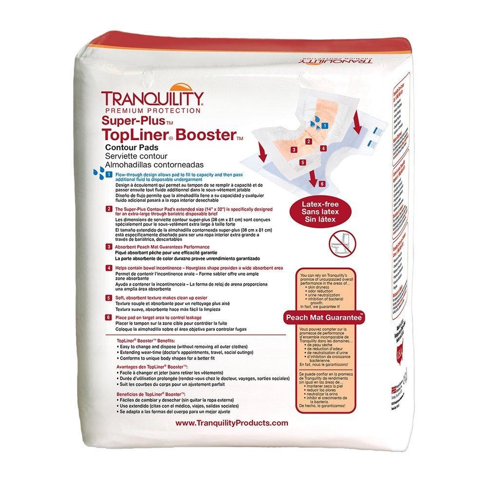 TRANQUILITY Tranquility TopLiner® Disposable Absorbent Booster Contour Pads for Bowel Incontinence - Super-Plus (32" x 14") - 96 ct