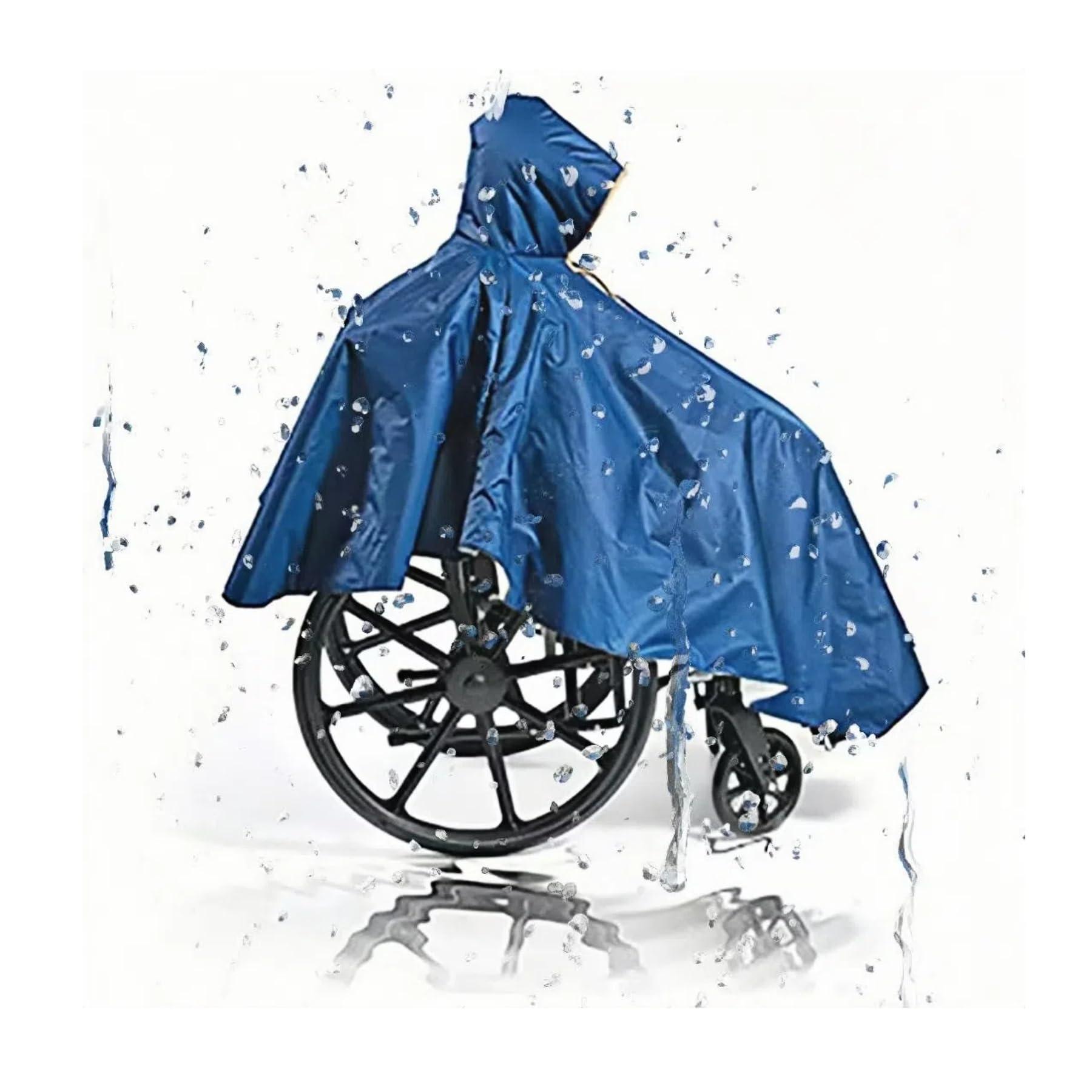 Fonakei Fonakei Wheelchair Poncho Wheelchair Covers Waterproof with Reflective Strips Rain Ponchos for Adults Reusable, Adjustable Hood,Secure Buckle Straps Black Electric Wheelchair Accessories (Navy Blue)