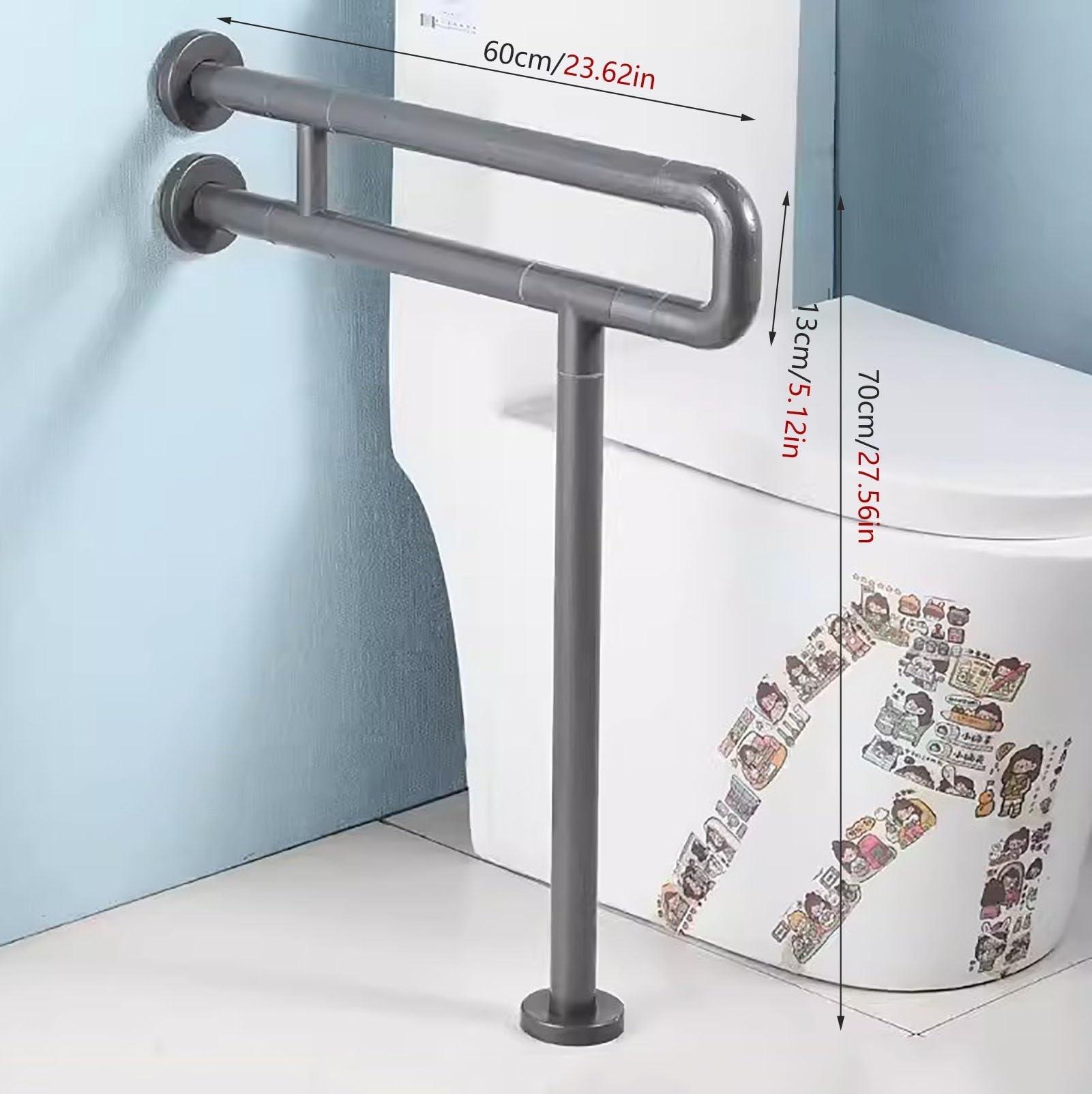 BESNUT Handicap Grab Bars for Bathroom, Stainless Toilet Grab Bar with Textured Grip, Toilet Safety Rails with Leg for Elderly