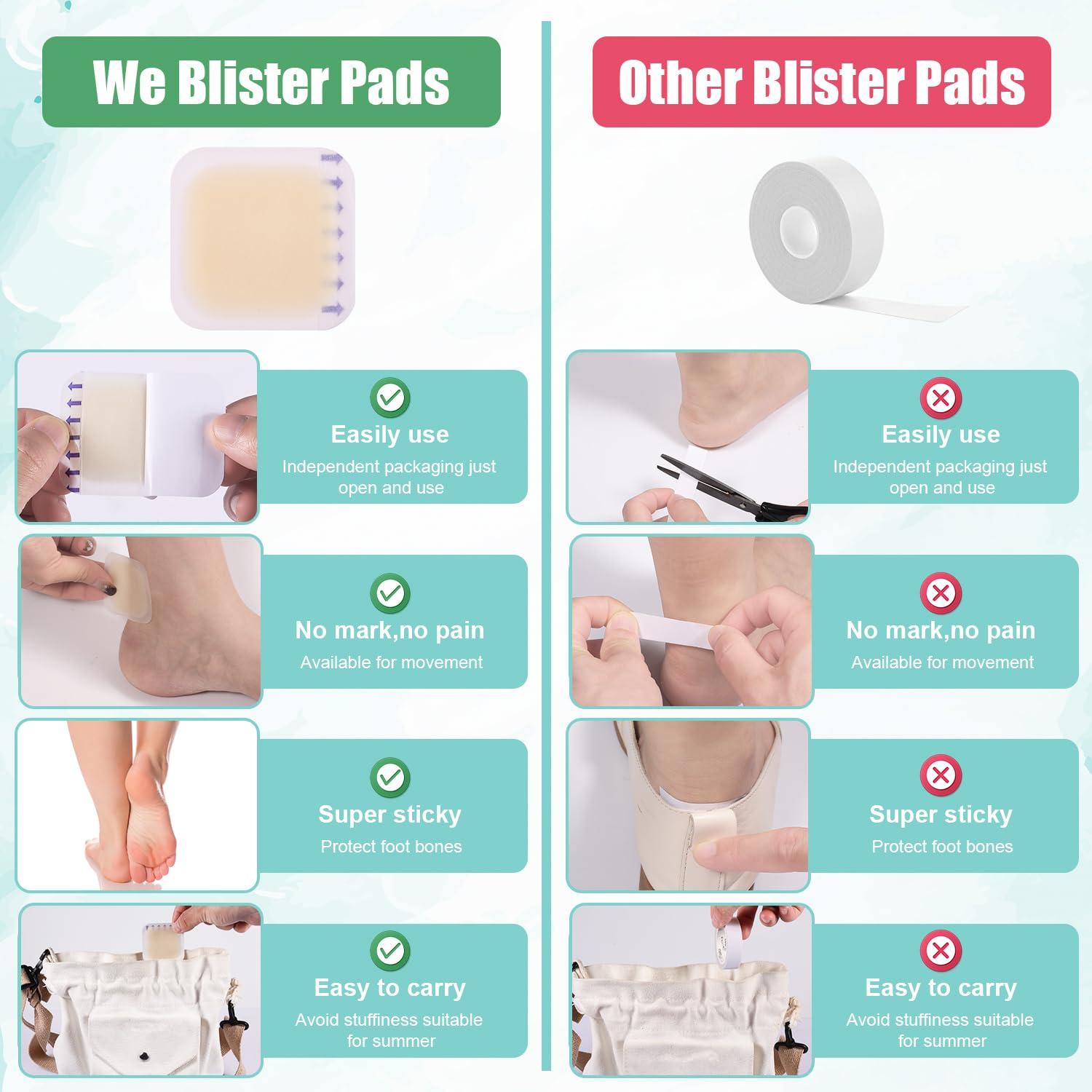 SAVITA 10pcs Blister Bandage, Waterproof Thin Blister Pads Gel Blister Pads Hydrocolloid Bandages Toe Protector Pads Sole and Heel Cushions