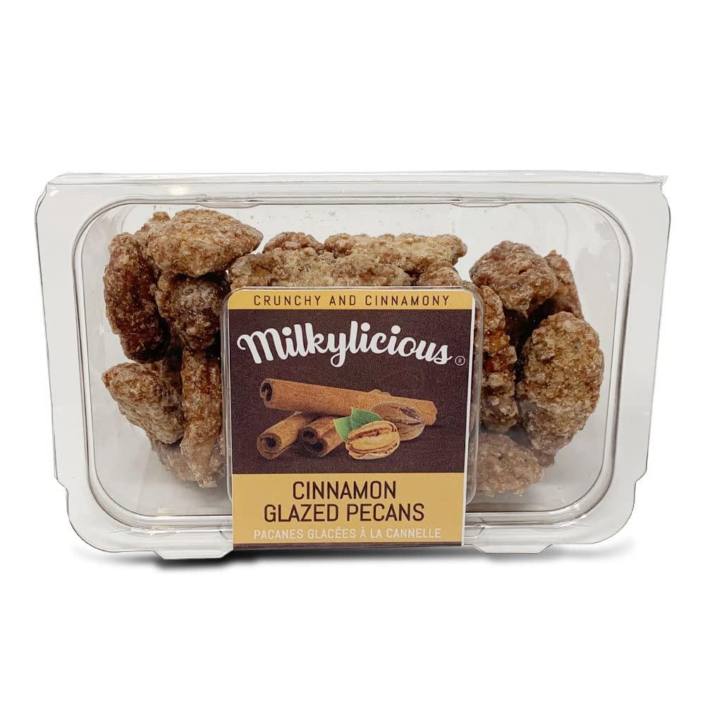 Milkylicious Premium Hand Roasted Cinnamon Glazed Pecans | Plant-Based Delicious Sweet Crunchy Snack | Gifting Baking Adventures Parties | Power Packed Nutrients in 4 oz. | Proudly Made in USA by Milkylicious
