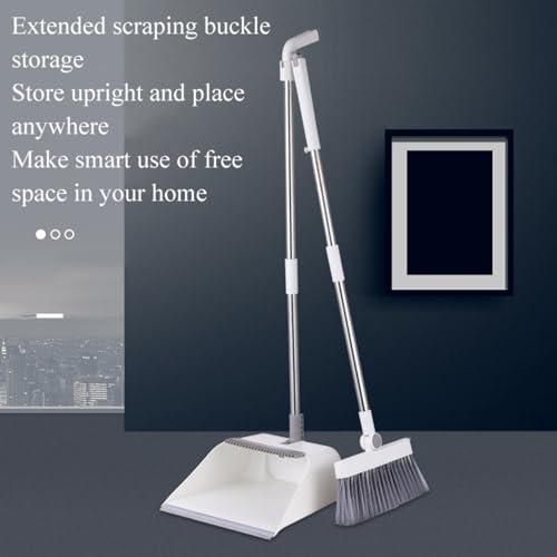 NIBHZ NIBHZ Plastic Dustpan and Broom for Hard Floor, 180 Degree Rotatable Broom Set for Sweeping Outdoor, Garden, Lobby, Indoor