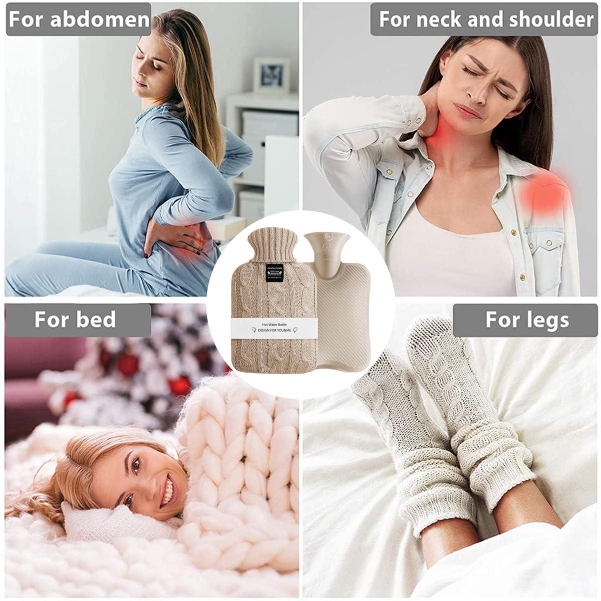 OliviaLiving OliviaLiving Hot Water Bag Hot Water Bottle 2 Liters Heat Up and Refreezable Hot Cold Pack with Knit Cover for Pain Relief Hot Cold Therapy