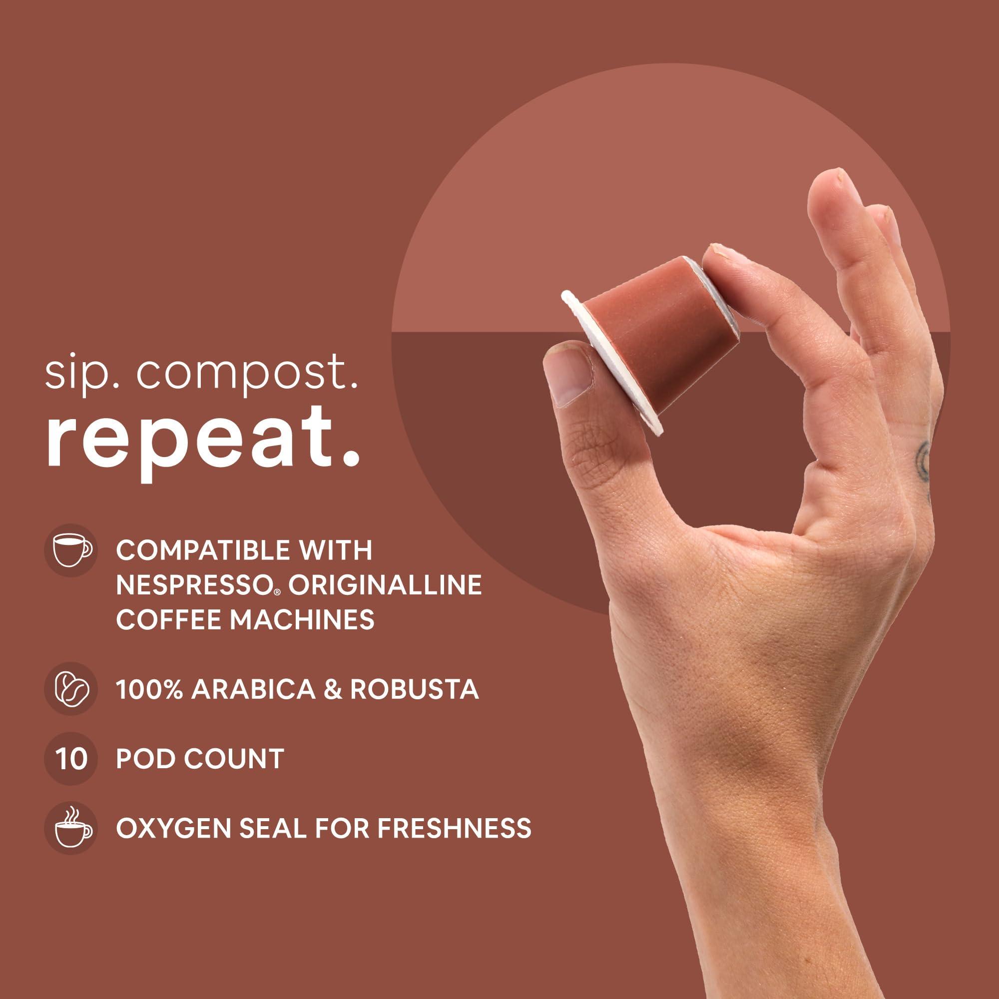 Woken. It\'s a fix WOKEN COFFEE Compostable Nespresso Pods - Vigoroso Dark Roast Italian Espresso Coffee Capsules Compatible With Nespresso Coffee Machine (40 Pod Count, 4 Boxes)