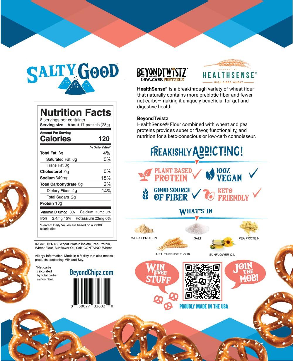 BeyondChipz BeyondTwistz Low Carb Pretzels, Ultimate Sampler Pack, Keto Friendly, 2g Net Carbs, 18g Protein, Powered By HealthSense High Fiber Wheat Flour, Family Size 8oz Bag, Pack of 4