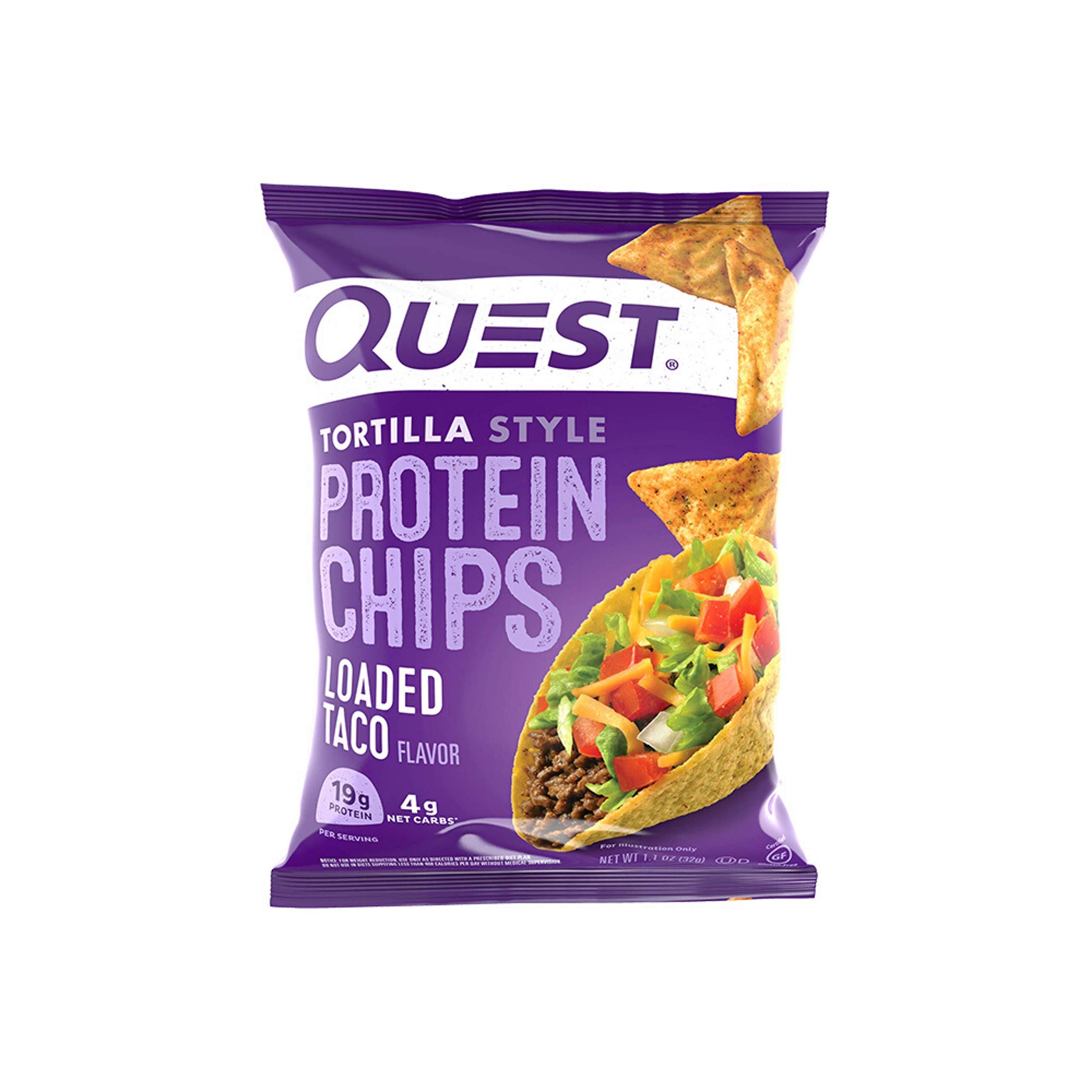 Quest Nutrition Quest Tortilla Protein Chips, Loaded Taco, Gluten Free, Baked, 12 Pack & Peanut Butter Protein Cookies, High Protein, Low Carb, 12 Count
