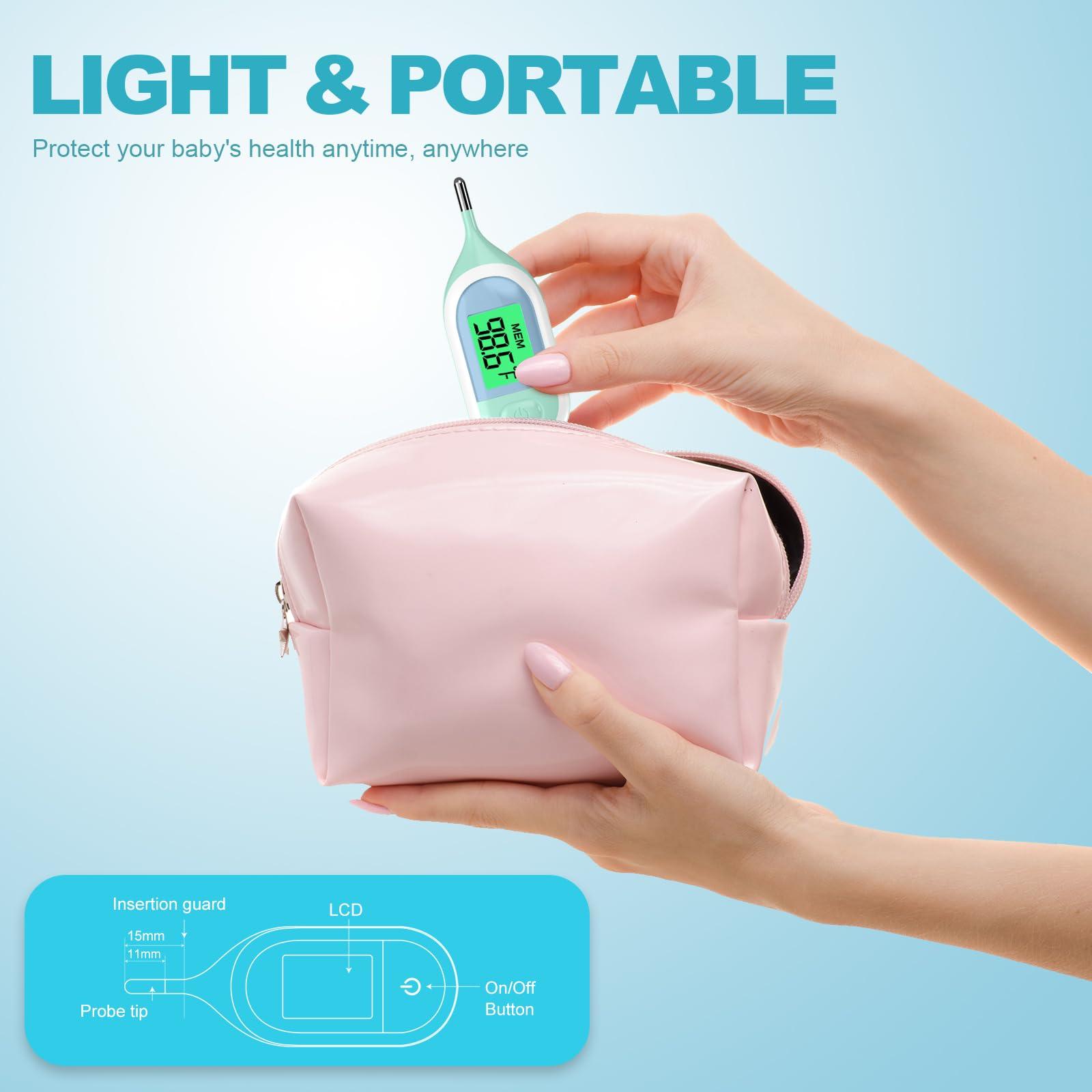 VESOGY Baby Thermometer for Digital Rectal - Fast Accurate Infant Thermometer with Fever Alarm, LCD Display and Memory Function