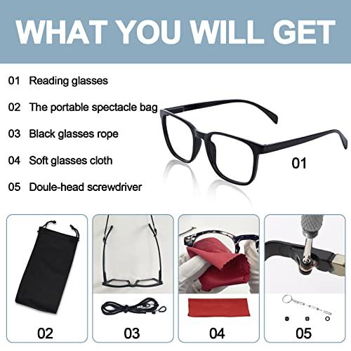 OCCI CHIARI OCCI CHIARI XL Reading Glasses Men Large head Comfortable Readers 1.0 1.25 1.5 1.75 2.0 2.25 2.5 2.75 3.0 3.5 4.0 5.0 6.0(3.5x Black)