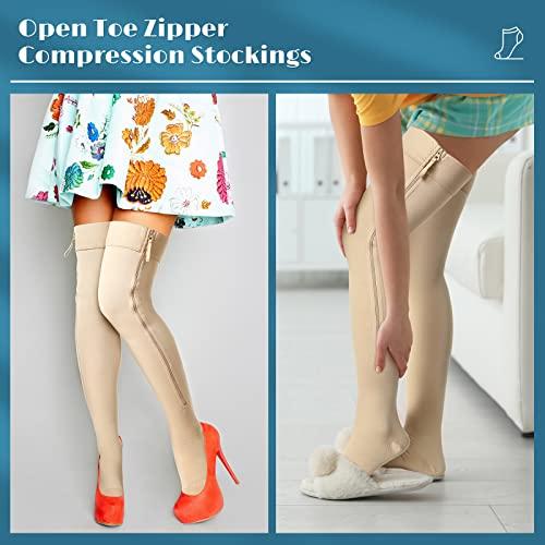 Newcotte Newcotte Compression Socks with Zipper for Women Thigh High Compression Stockings 20-30mmhg Support Socks for Women Men (Medium)