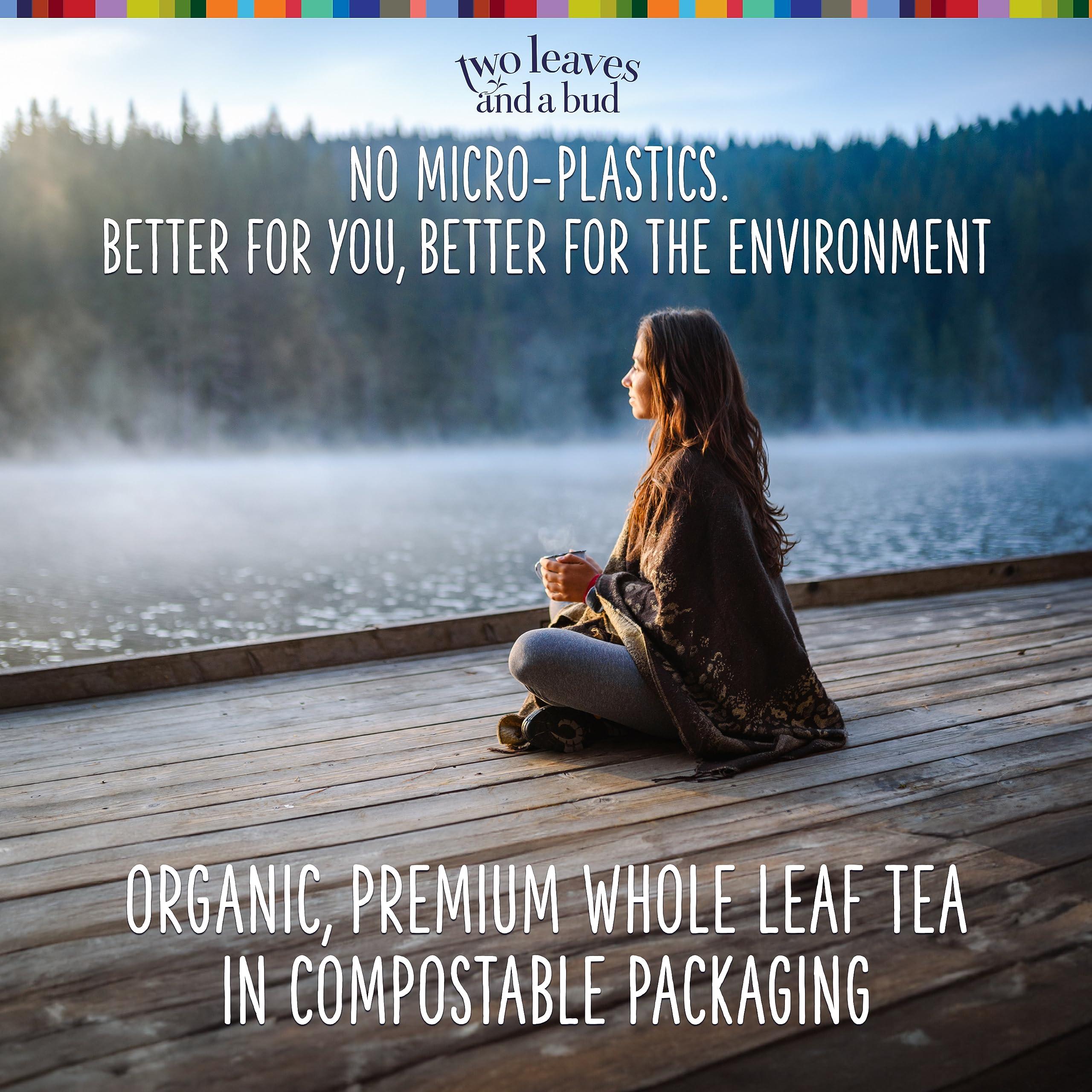 Two Leaves and a Bud Two Leaves and a Bud Organic Peppermint Tea Bags, Naturally Caffeine Free, Herbal Whole Leaf Peppermint Tea, 15 Count (Pack of 6)