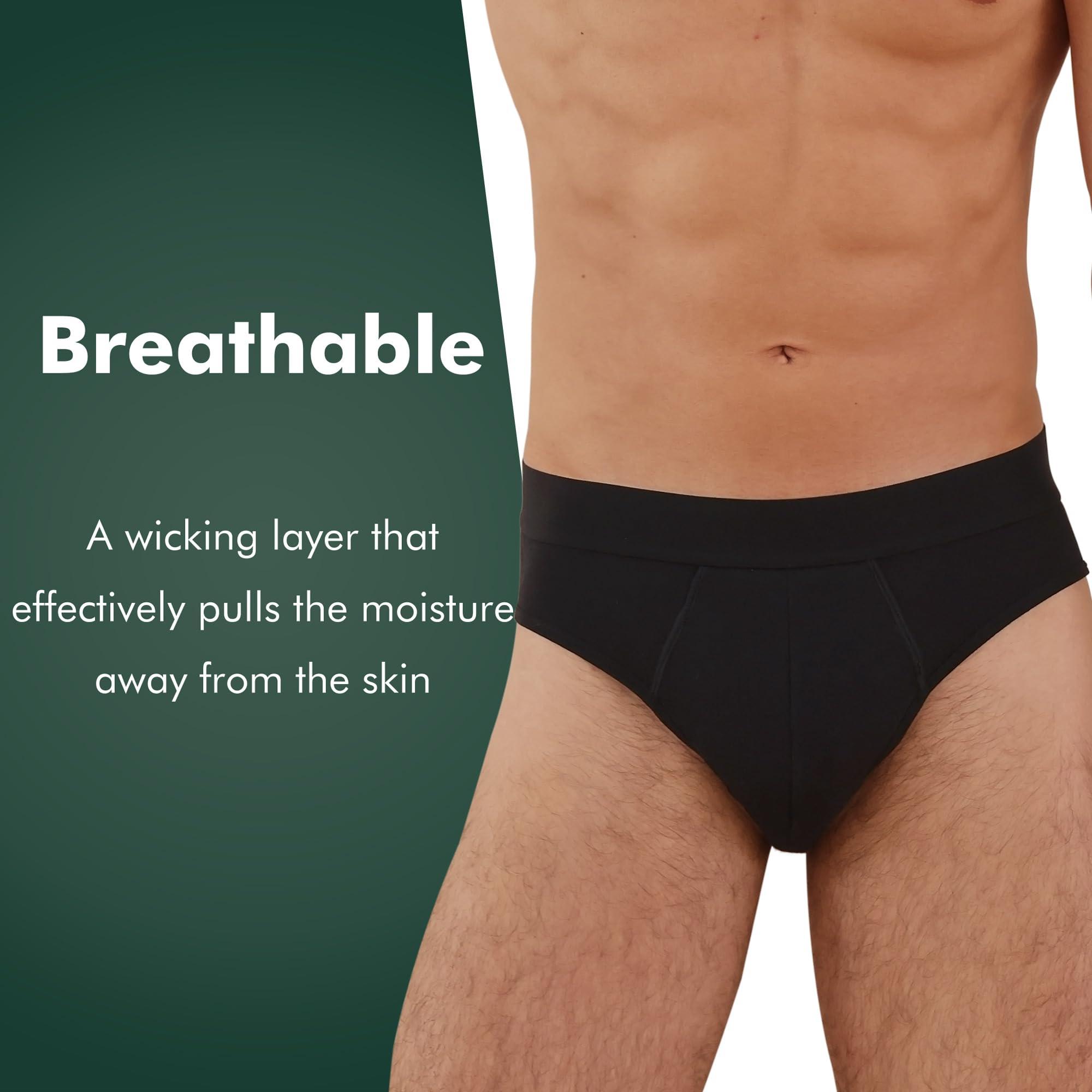AIRCUTE AIRCUTE Washable Urine Incontinence Underwear for Men, Reusable Cotton Absorbency Leakproof Protective Briefs 90ML (Black, 3X-Large)