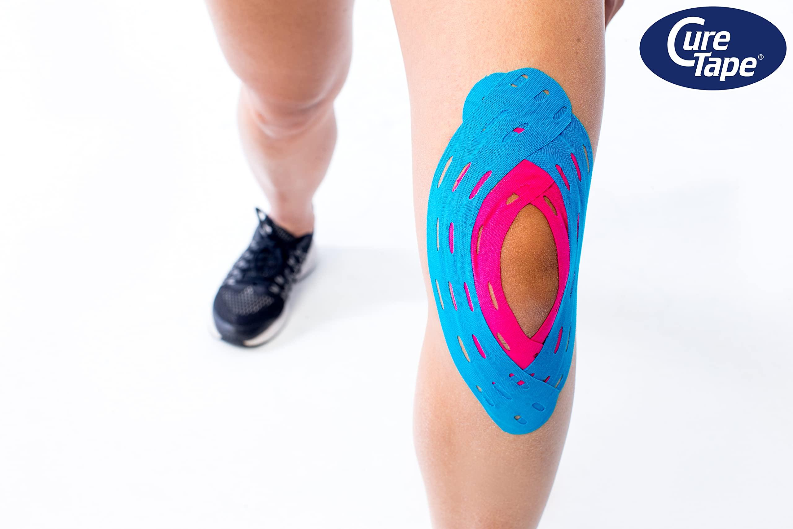 CureTape CureTape® Sports Kinesiology Tape Blue | 30% Stronger Adhesion | K-Tape for Extreme Conditions | Quick Dry Viscose | Waterproof Muscle Tape | for Increased Athletic Performance & Faster Recovery