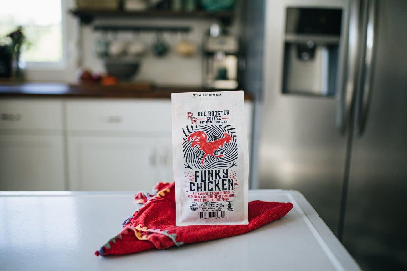 Red Rooster Coffee Roaster Red Rooster Coffee Organic Funky Chicken Blend - Sweet, Nutty Medium Roast Blend With Hints of Praline, Citrus and Dark Chocolate Torte - 12 oz. Whole Bean