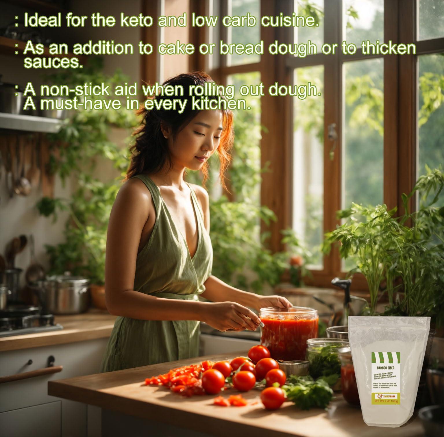 Zimmermann Bamboo Fiber 2.2lb 1000g, Gluten Free, Non GMO, Keto Flour, 100% Bamboo, by Zimmermann Sportsnutrition