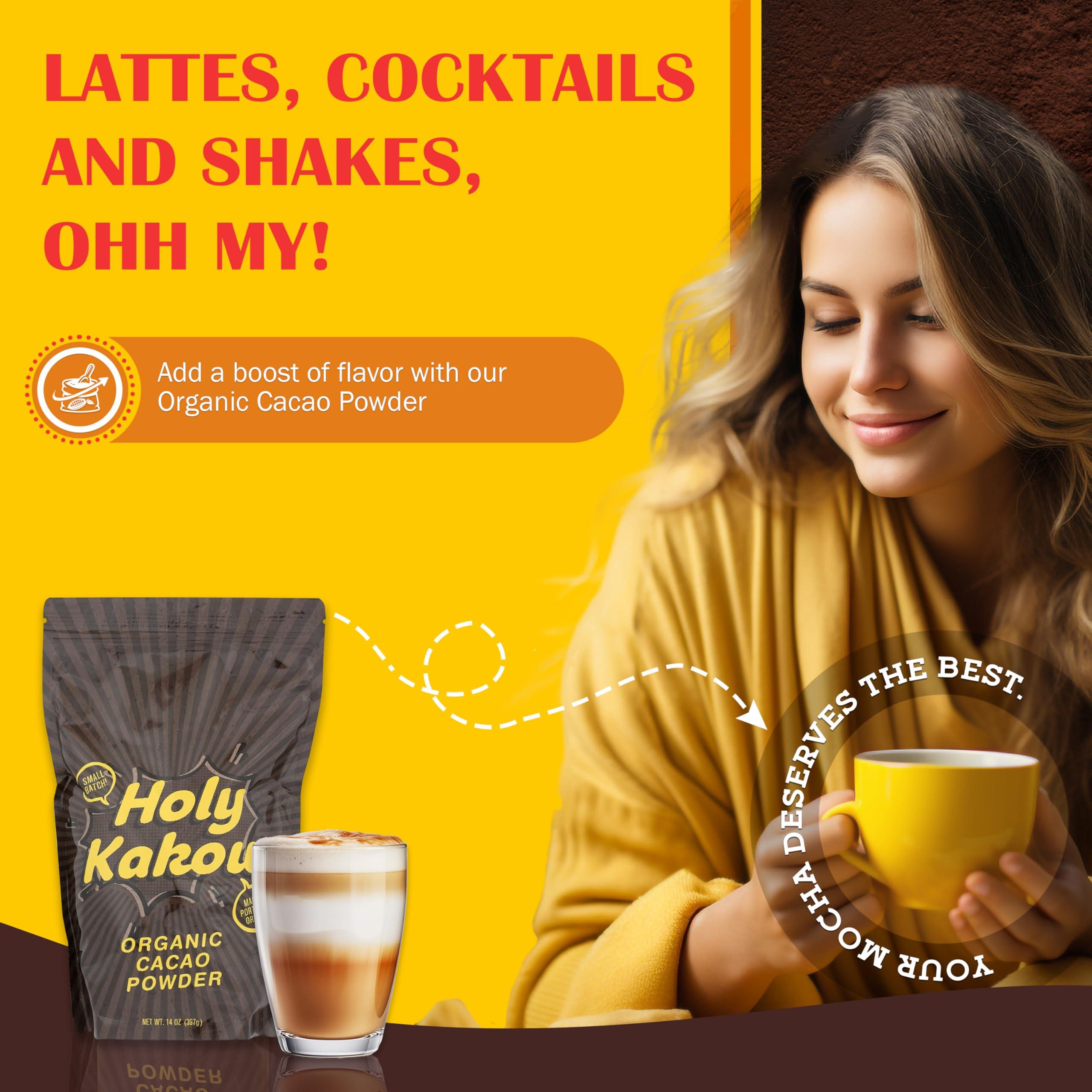 Holy Kakow Holy Kakow Cacao Powder - Organic Cacao Powder, Cacao, Gluten Free, Soy Free, Vegan, Single Origin, Rich in Antioxidants, Organic Raw Cacao Powder - 14oz