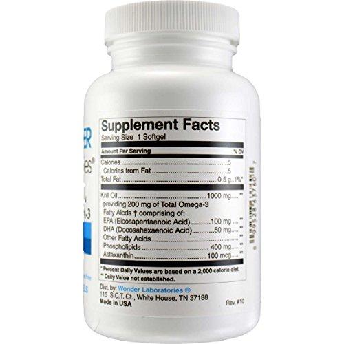 Wonder Laboratories Krill Oil 1000mg with Omega-3 and Astaxanthin - 60 Softgels #6371