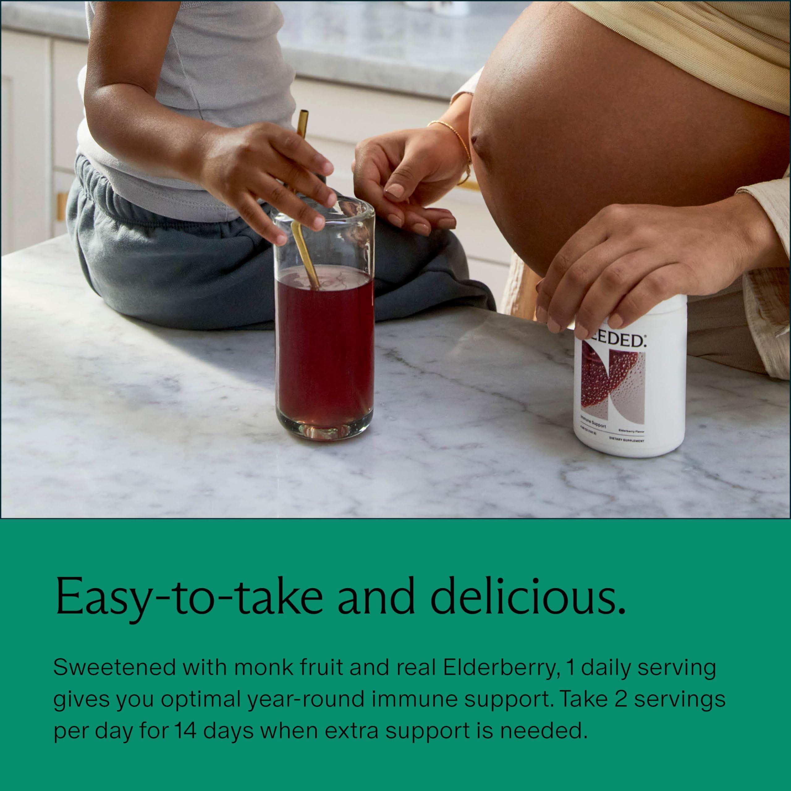 Needed. Needed. Immune Support Immunity Powder - for The Whole Family - Pregnancy Safe Immunity Supplement - Zinc with Elderberry - Easy-to-Take