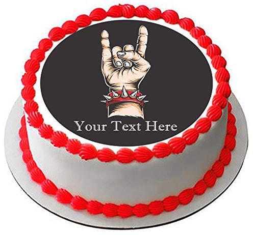 Edible Prints On Cake Rock & roll hand - Edible Cake Topper - 10" round