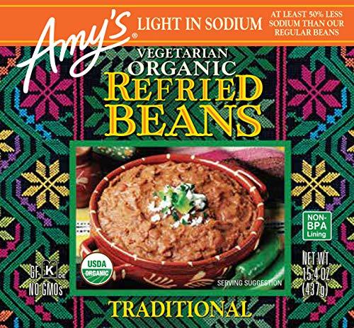 Amy\'s Amy\'s Organic Refried Beans Canned, Traditional Beans Light in Sodium, Vegan. Gluten Free and Vegetarian, 15.4 Oz