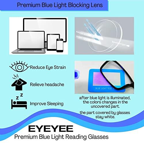 EyeYee Computer Reading Glasses Blue Light Blocking Reader Gaming Screen Digital Eyeglasses Anti Glare Eye Strain Transparent Lens UV Light Weight for Women Men (Gloss Black, 1.50)