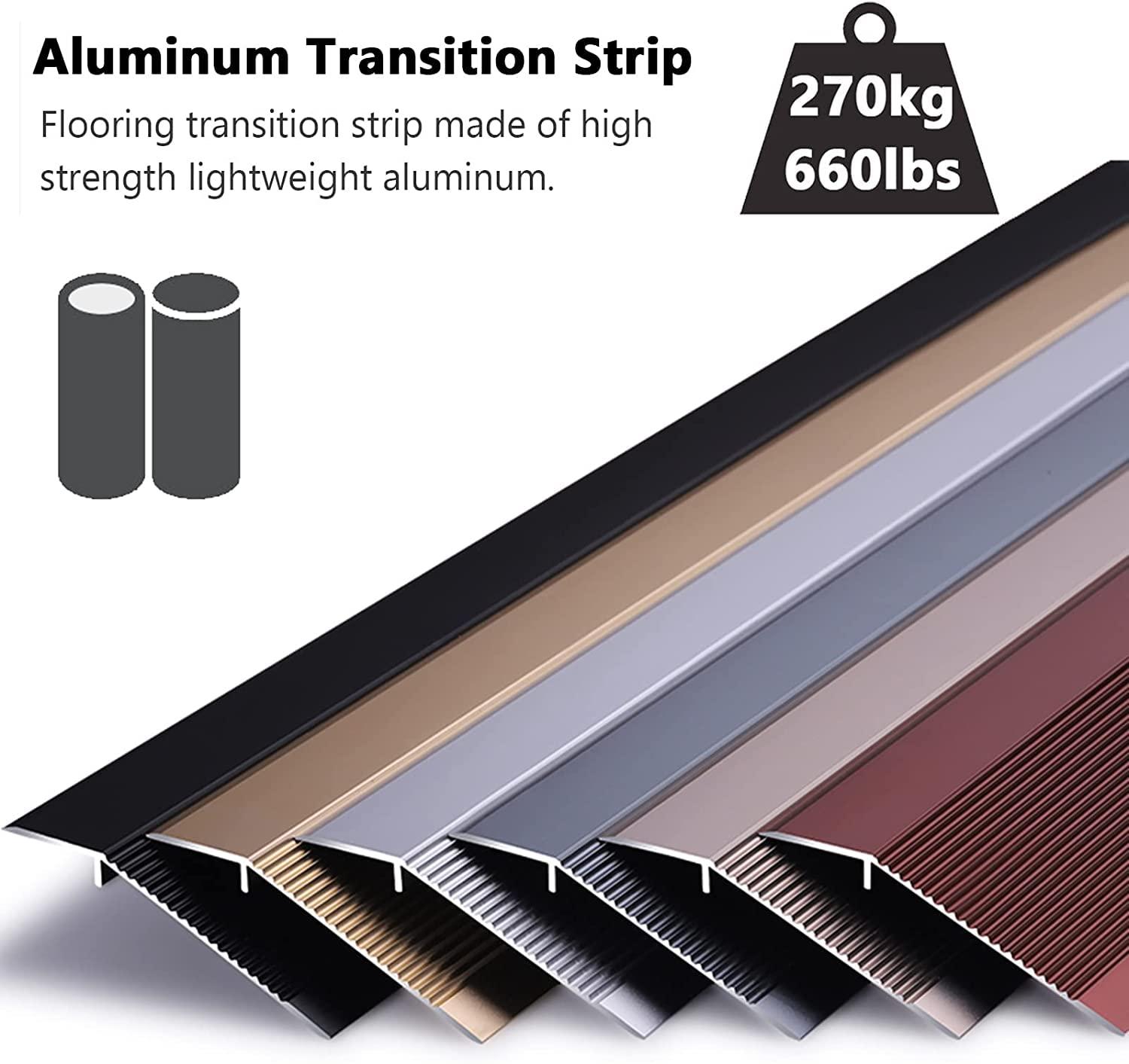 PWABAF Doorway Floor Transition Strip,Wide 10cm Carpet to Tile Threshold Aluminum/Metal Edge Trim Molding with Non Slip Surface,Ramp Reducer Easy to Install(Color:Silver,Size:Length 145cm(57in))