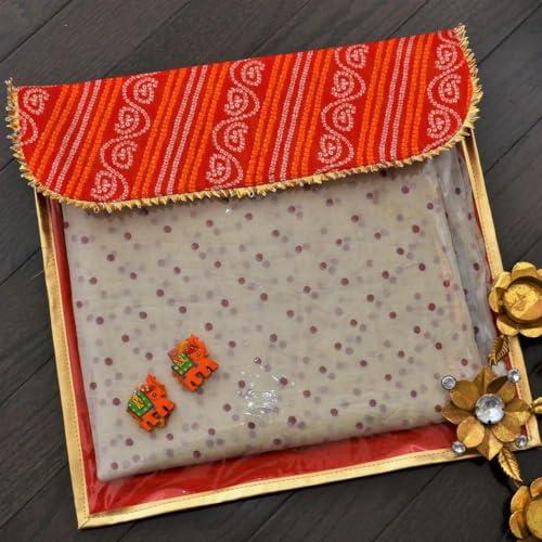 Desi Favors Desi Favors Saree Cover Fabric Bags, Indian Silk Saree Gifting/Storage Bag for Weddings, Reusable Cotton Saree Covers for Clothes Storage/Garment Bag, Travelling, Bulk - 16x17 Inch (Pack of 4)