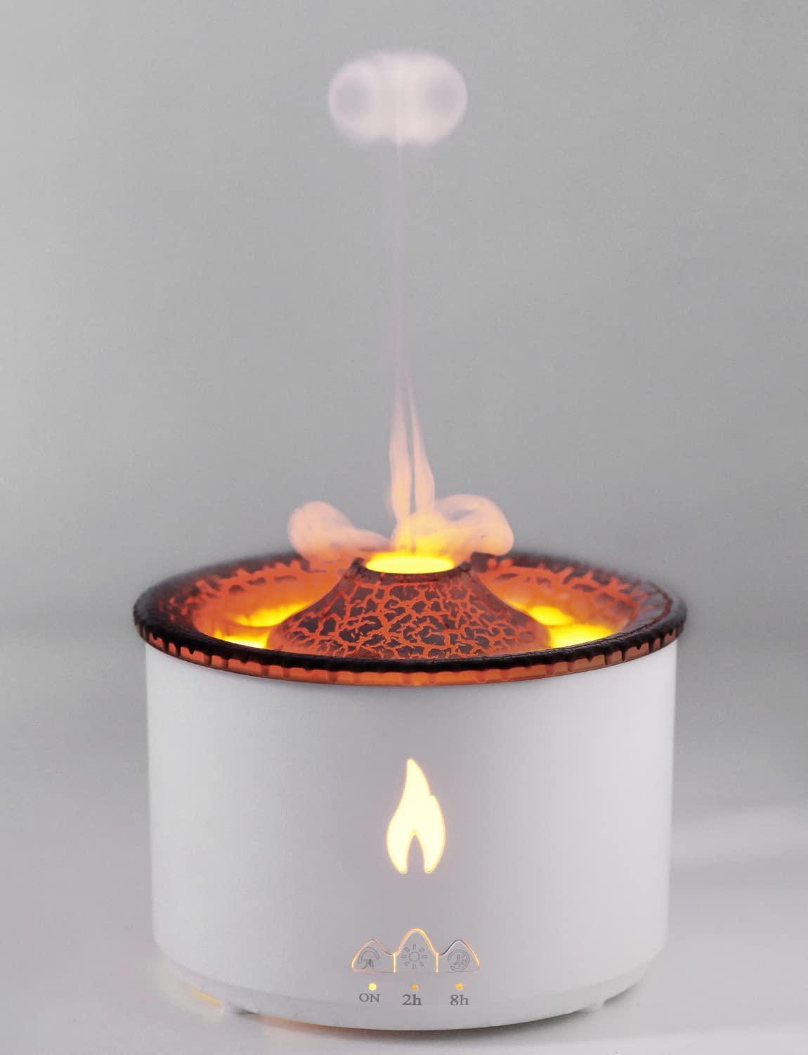 YMYMGGI YMYMGGI Volcano Diffuser Aromatherapy Oil Humidifier 2 Mist Mode Flame Humidifier,360ML Timer and Waterless Auto-Off Double Color with Remote Control for Home Office