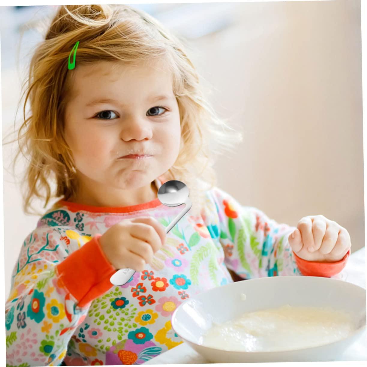 Anneome 2pcs Elderly Eating Spoon Angled Eating Spoons Swivel Spoon Adaptive Silverware Compact Elderly Utensils Right Handed Spoon to Rotate Household Products Stainless Steel Bendable