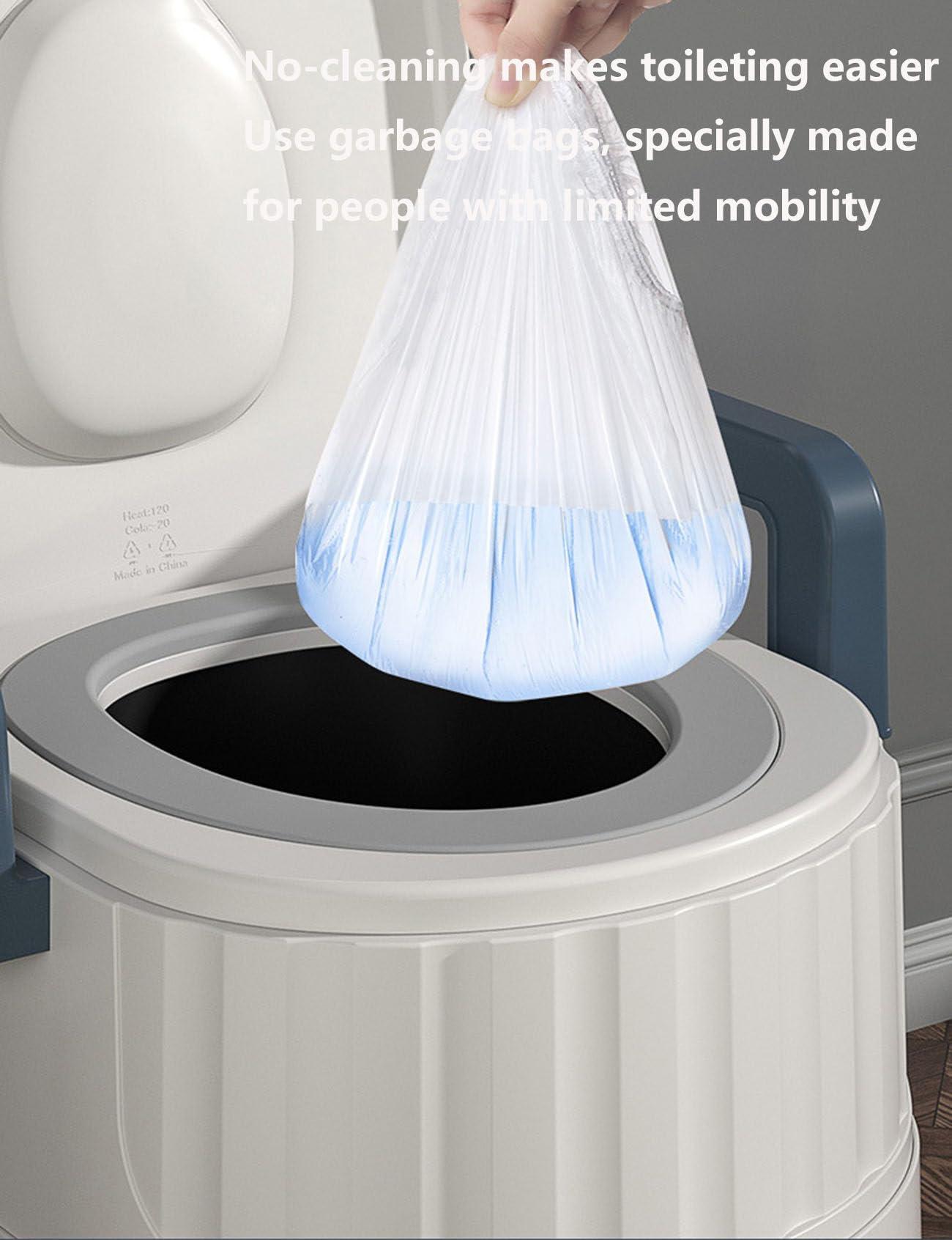 lwjunmm Bedside Commode Upgraded Portable Toilet for Adults with Armrests Height Adjustable Indoor Outdoor Commode for Elderly, Disabled, Adult, Kids, Rv, Boat(Blue liftable) ,HeightenedModel-blue-Room+toilet