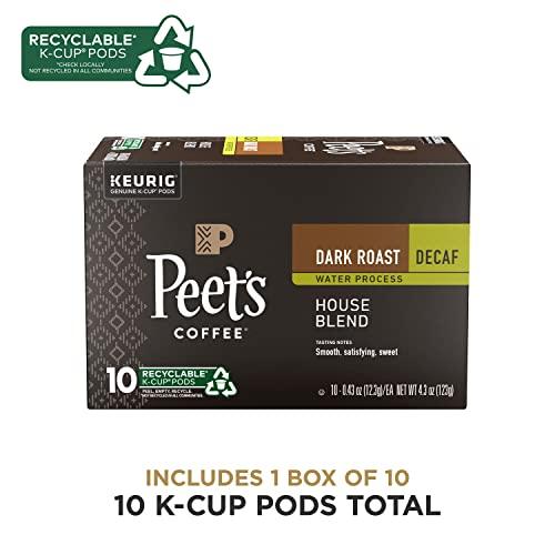 Peet's Coffee Peet's Coffee, Dark Roast Decaffeinated Coffee K-Cup Pods for Keurig Brewers - Decaf House Blend 10 Count (1 Box of 10 K-Cup Pods) Packaging May Vary