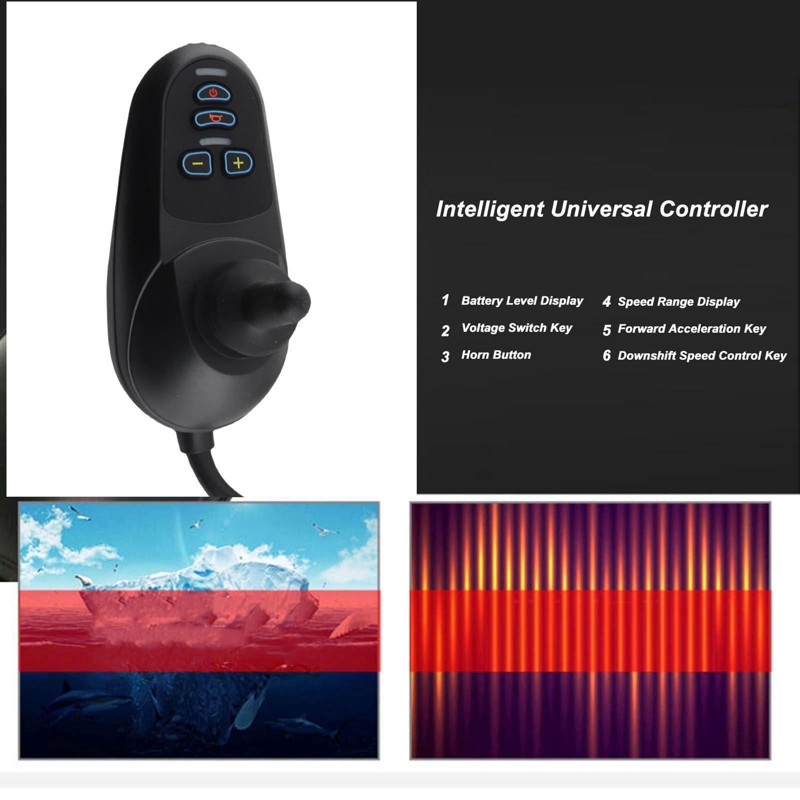 Ymiko Electric Wheelchair Power Controller, Brake Controller, Joystick Controller DC24V 50A 4 Keys for Mobility Solutions with Electric Wheelchair