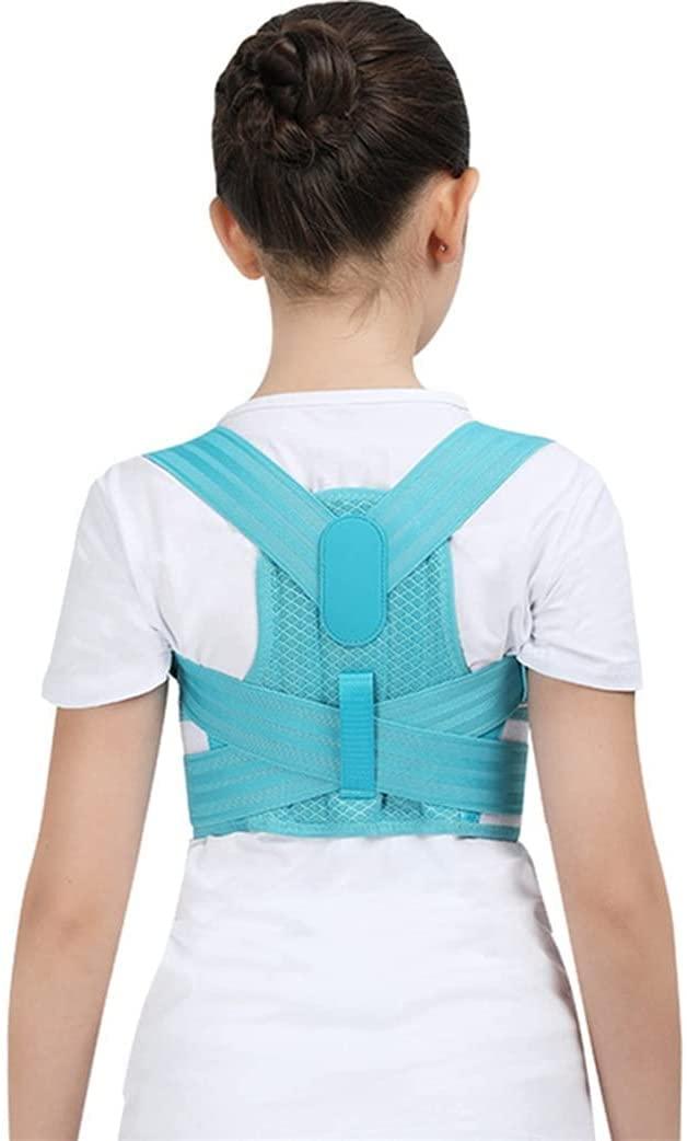 SJHY Posture Corrector Adjustable Kids Back Brace Children Upper Back Support Belt Orthopedic Corset Spine Lumbar Brace, Prevent Humpback Back Posture (Color : Blue, Size : Large)