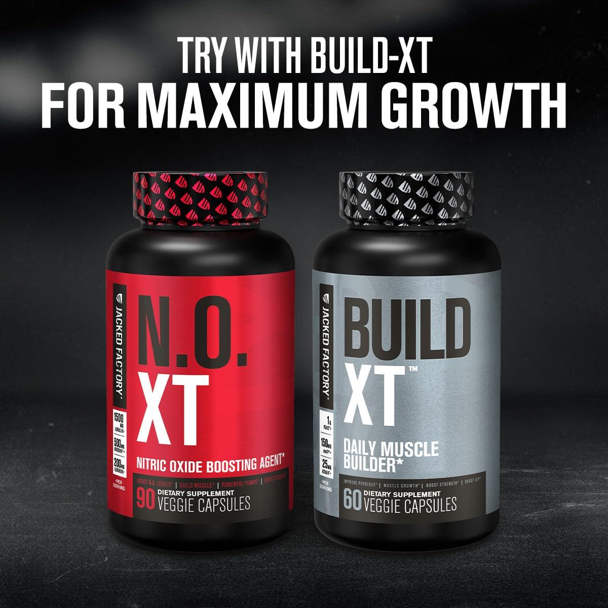 Jacked Factory Jacked Factory Nitrosurge Pre Workout, N.O. XT Nitric Oxide Supplement & Build-XT Daily Muscle Builder Bundle