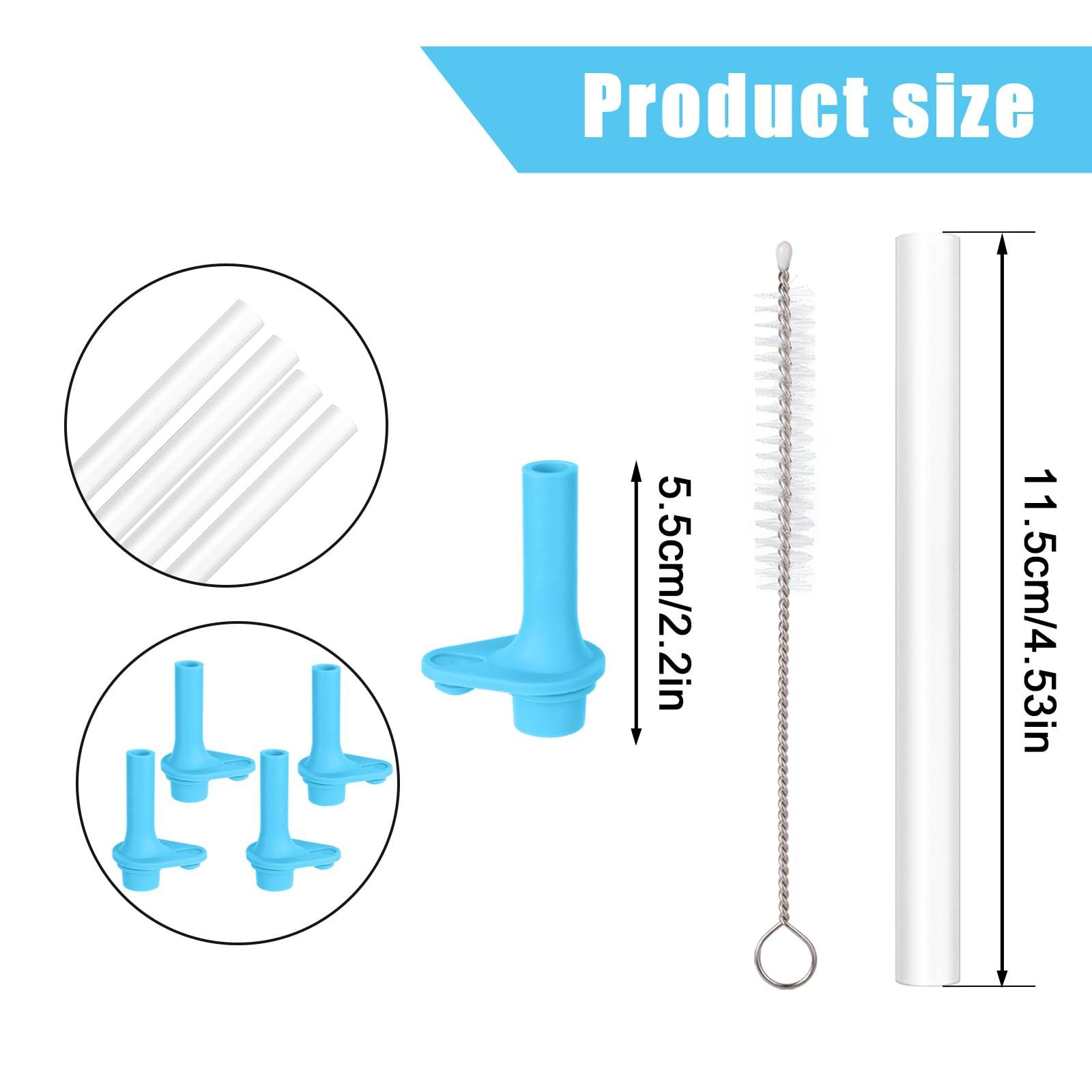 PEUTIER 4pcs Replacement Straws and Bite Valve for Zak Designs Kelso 15 oz, Straw Cup Accessories with Straw Cleaning Brush for kids Water Bottle, BPA Free Reusable (Blue)